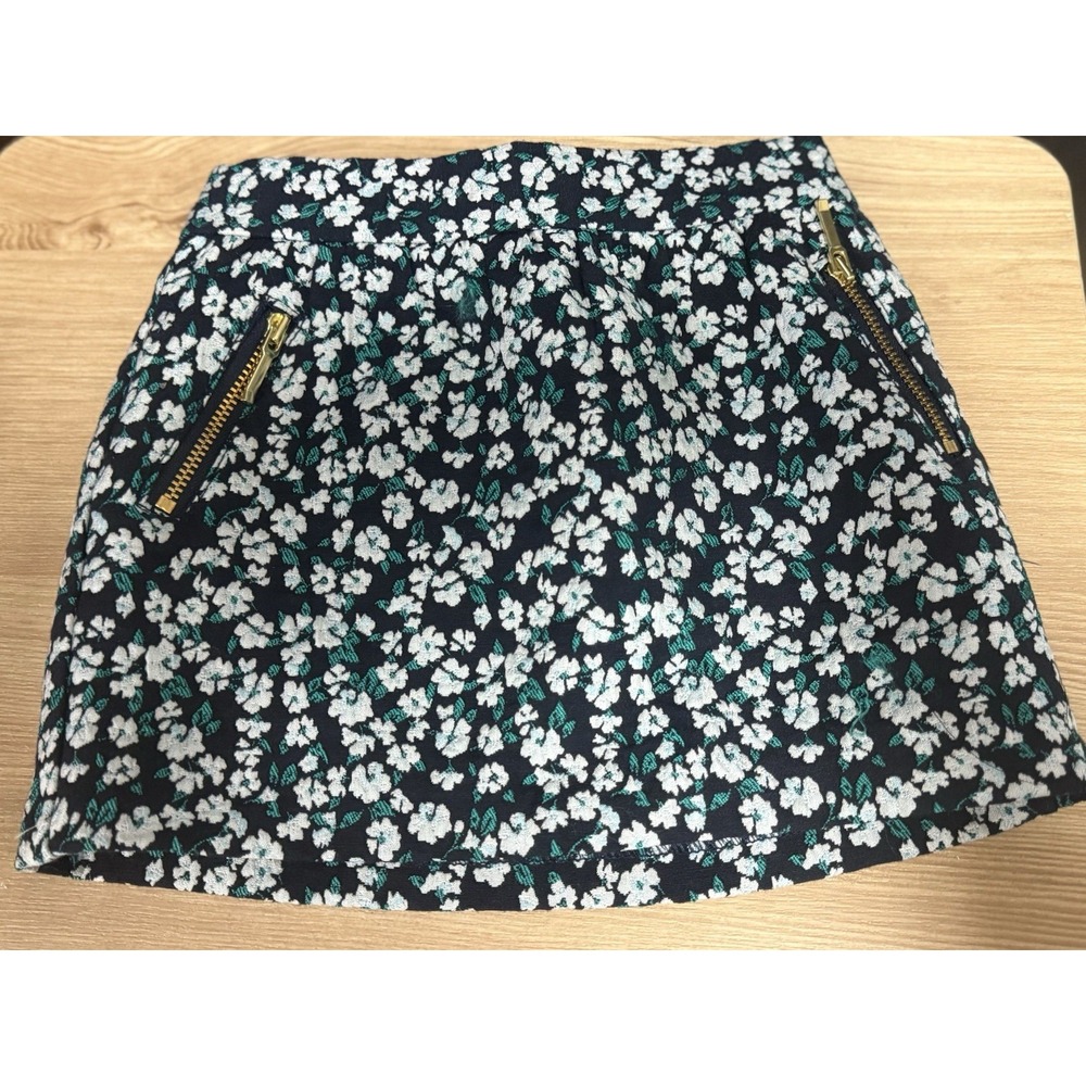 NEW Janie & Jack Floral Skirt Toddler Girl 12-18 Month Jaquard Navy Green Lined